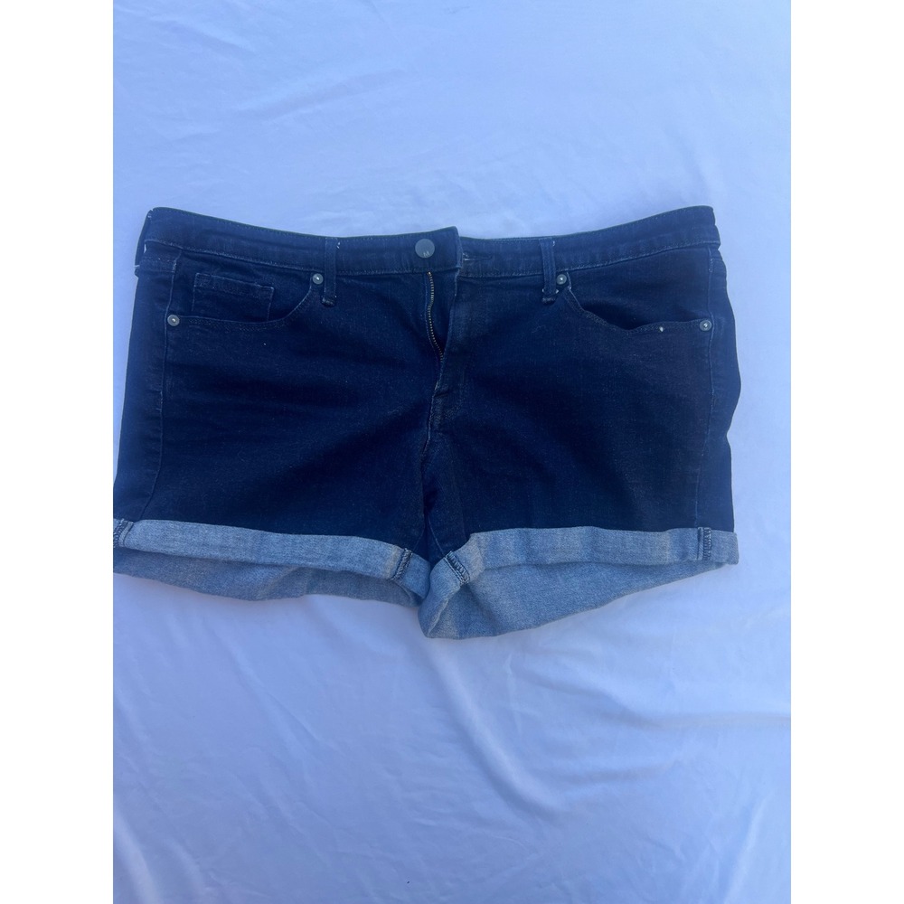 Mossimo Denim Mid-Rise Midi Shorts Dark Wash Power StretchCuffed Blue Size 14/32